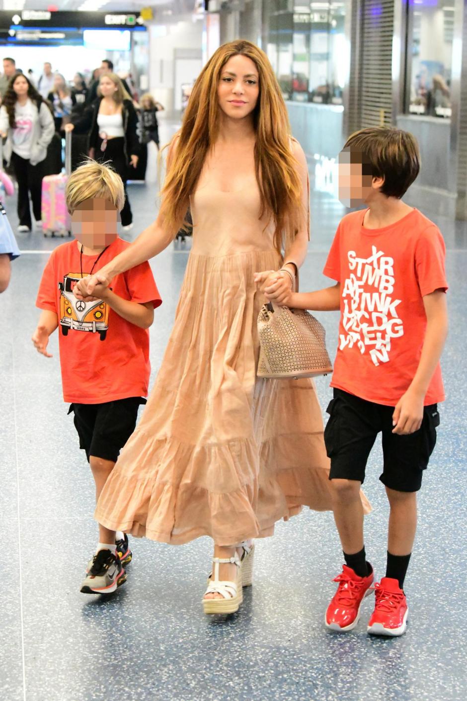 Singer Shakira and sons Sasha and Milan Pique in Miami
