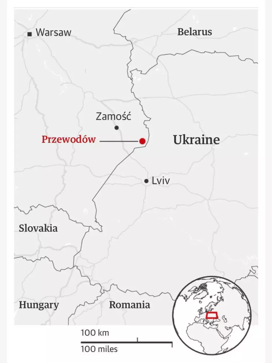 Mapa del lugar preciso donde impactó el misil en Polonia
