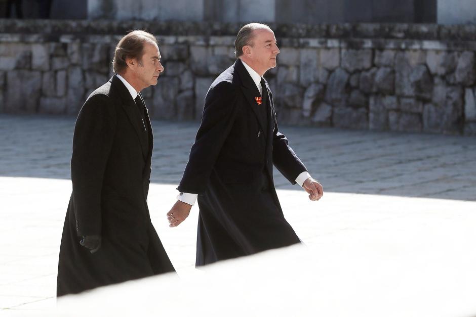 Lawyer Luis Felipe Utrera Molina and José Cristobal Martínez Bordiú during Francisco Franco exhumation by Spanish Goverment on Friday at Valle de los Caidos ( The Valley of the Fallen ) in San Lorenzo del Escorial, Spain, October 24, 2019.