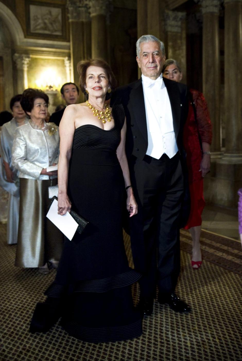 Literature laureate Mario Vargas Llosa and his wife Patricia  Llosa Urquidi during the Nobel banquet in the Stockholm Town Hall, Sweden.