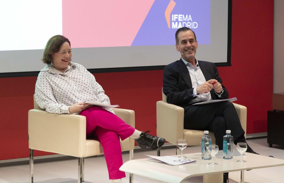Maribel López, directora de ARCO, y Juan Arrizabalaga, director general de Ifema Madrid en la presentación de ARCO 2023