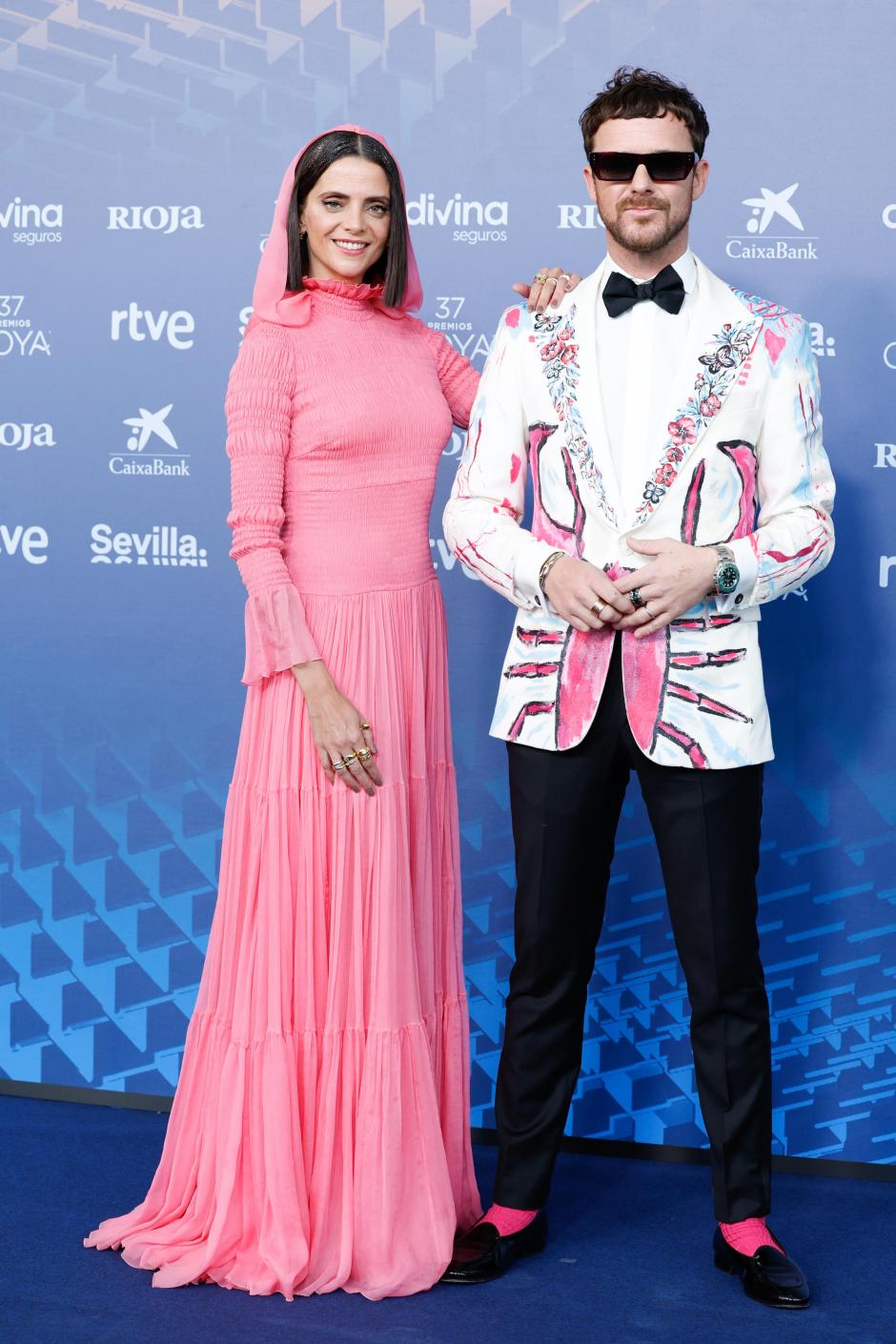 Actress Macarena Gomez and Aldo Gomez at photocall for the 37th annual Goya Film Awards in Sevilla on Saturday 11 February, 2023.