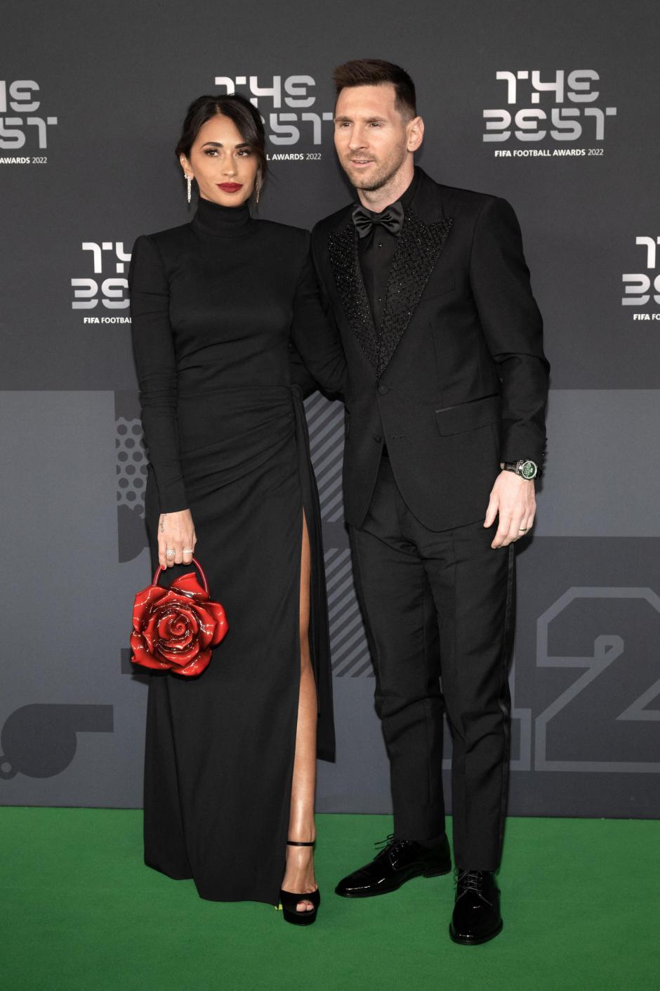 Soccerplayer Lionel Messi and Antonella Roccuzzo during the Best FIFA football awards in Paris, France on February 27, 2023