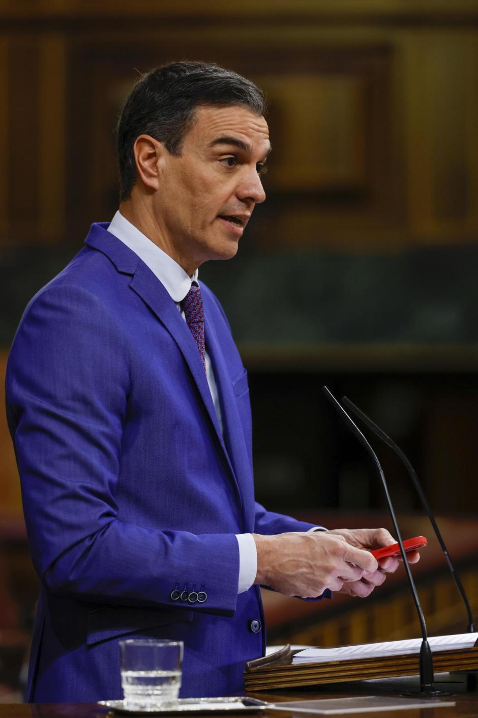 edro Sánchez durante su intervención en el debate de la moción de censura de Vox