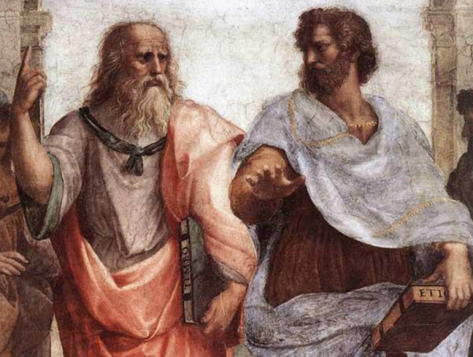 Platón y Aristóteles representados en los frescos de la Escuela de Atenas