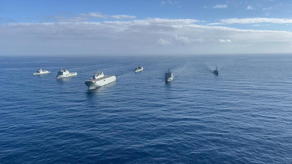 Imagen del Grupo Anfibio Aeronaval Dédalo-23 liderado por el LHD Juan Carlos I