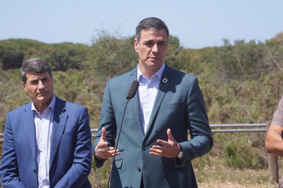 El presidente del Gobierno, Pedro Sánchez, en su visita a la Estación Biológica de Doñana