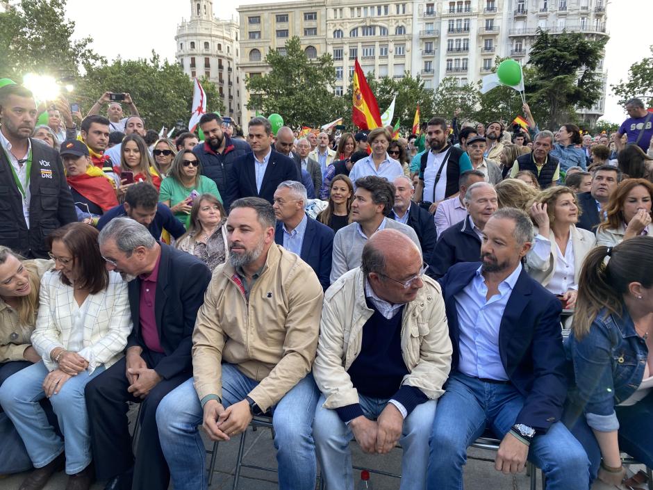El presidente de Vox, Santiago Abacal, en el acto de campaña electoral en Valencia.