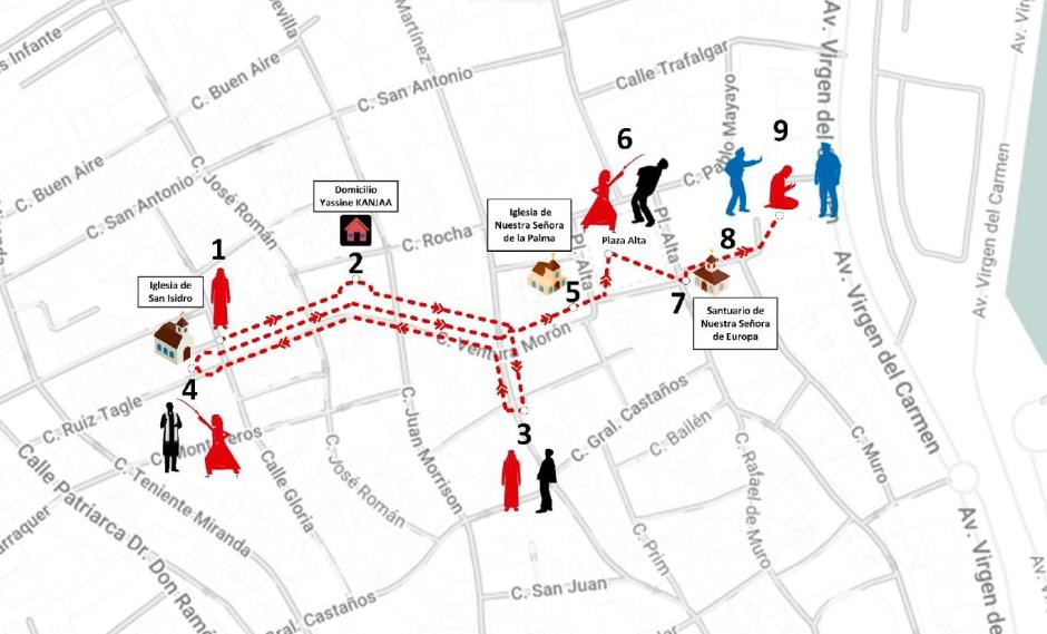 Imagen del recorrido que hizo el yihadista de Algeciras