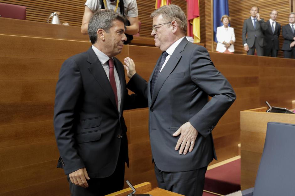 Ximo Puig y Carlos Mazón, en la constitución de las Cortes valencianas