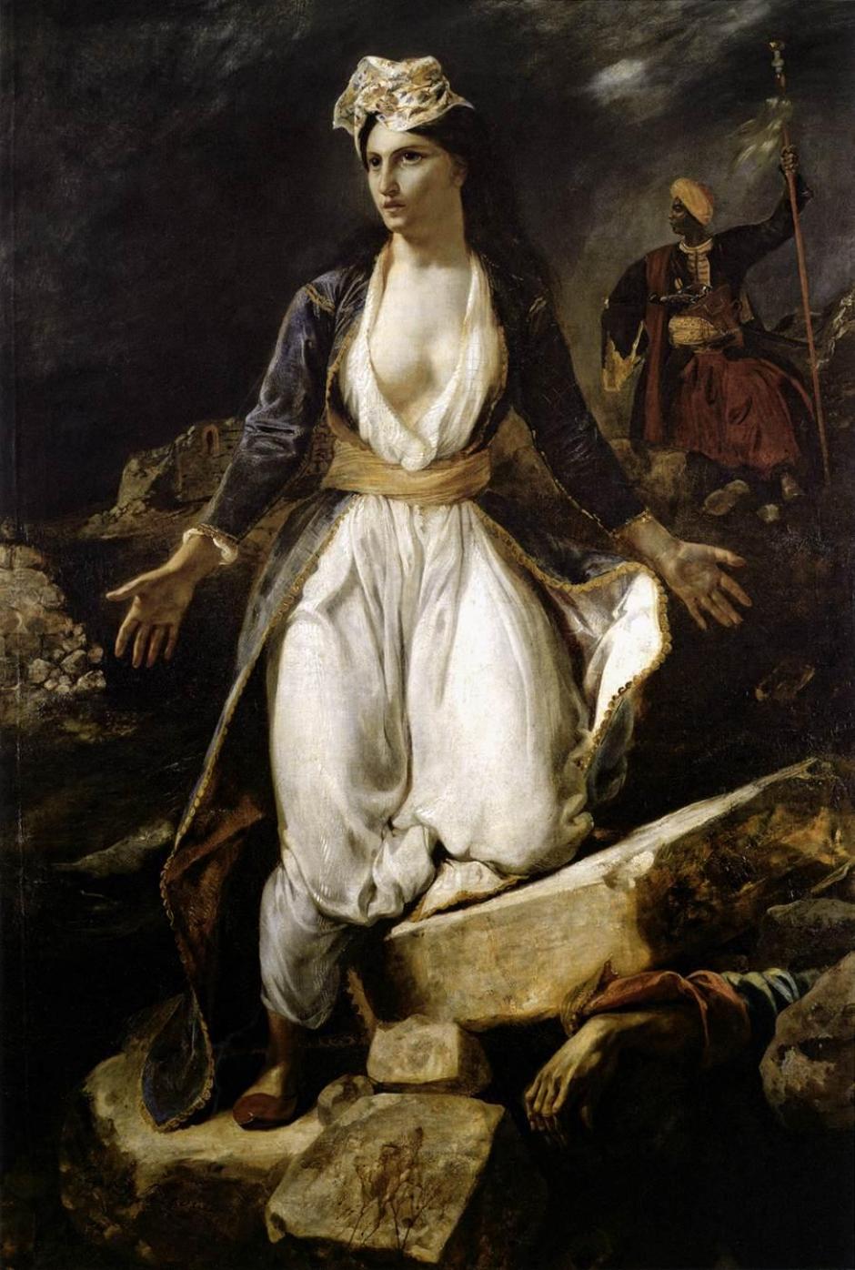 Grecia expirante entre las ruinas de Missolonghi, pintura de Eugène Delacroix