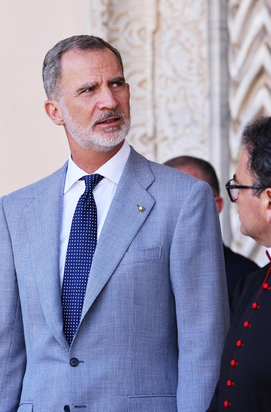 King of Spain Felipe VI during a meeting in Palermo