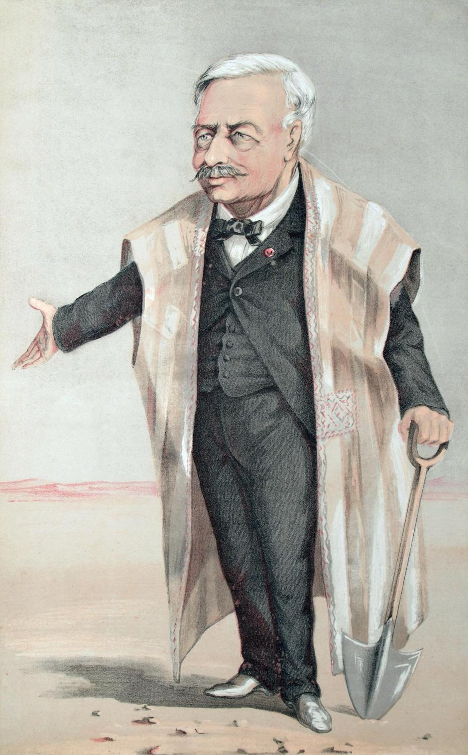 Caricatura de Ferdinand de Lesseps como constructor del canal de Suez (1869)