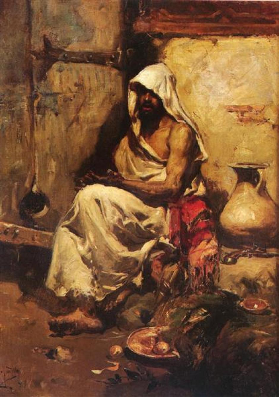 Un árabe examinando una pistola (1881)