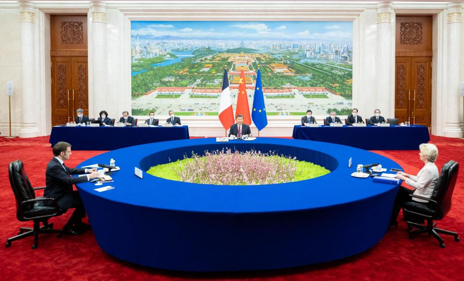 Von der Leyen y Xi Jinping, en una reunión en abril