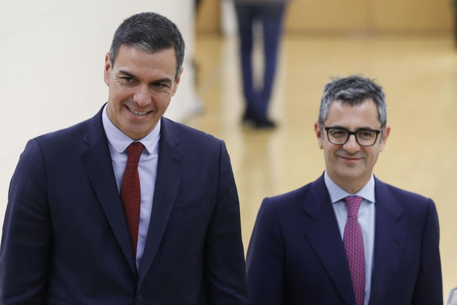 Pedro Sánchez y Felix Bolaños, en una imagen reciente en el Congreso de los Diputados