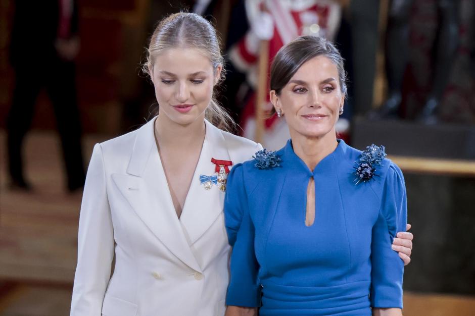 Spanish Queen Letizia Ortiz with Princess of Asturias Leonor de Borbon attending a reception at RoyalPalace during Princess Asturias Constitution Pledge (Jura de la Constitucion) ceremony in Madrid on Tuesday, 31 October 2023.