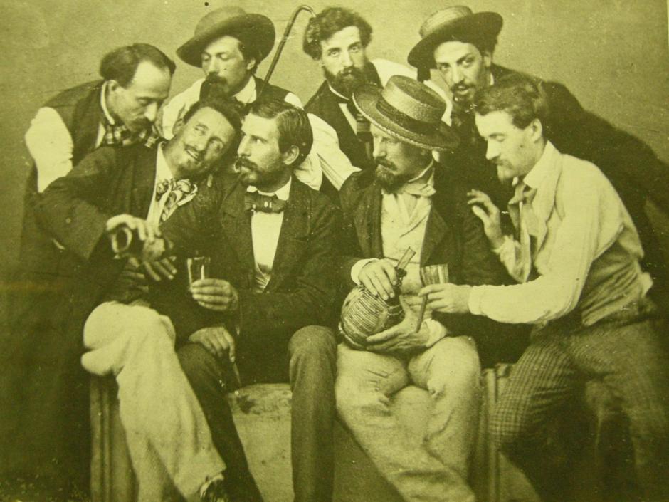 Los macchiaioli en el Caffè Michelangiolo, foto de 1856