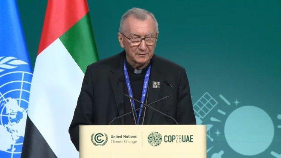 Pietro Parolin pronuncia el discurso del Papa ante la COP28