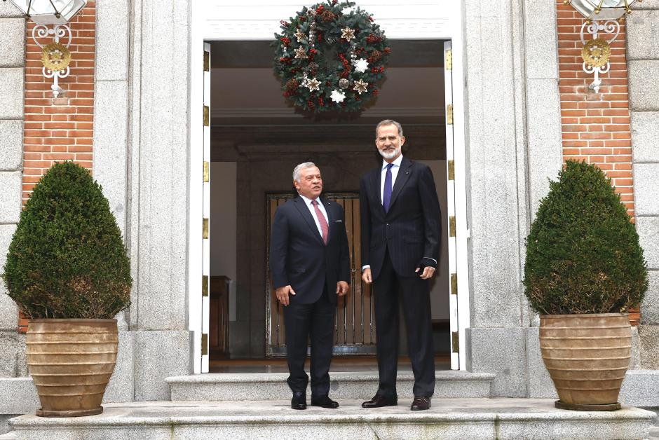 Spanish King Felipe VI during a meeting with King  Abdallah of Jordania  iin Madrid on Monday, 12 December 2023.