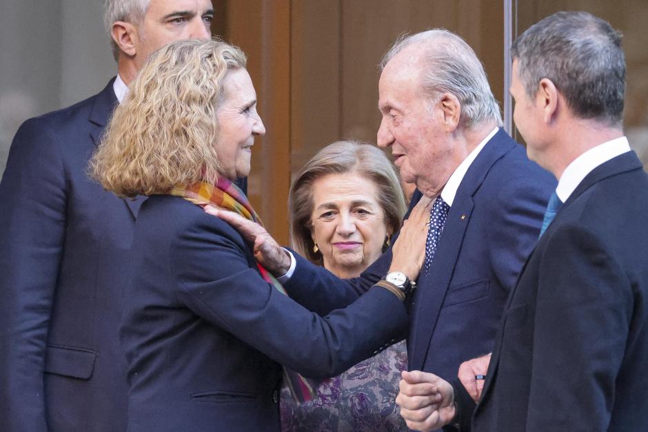 Emeritus King Juan Carlos I and Infanta Elena during the birthday of Infanta Elena in Madrid on Wednesday December 20, 2023.