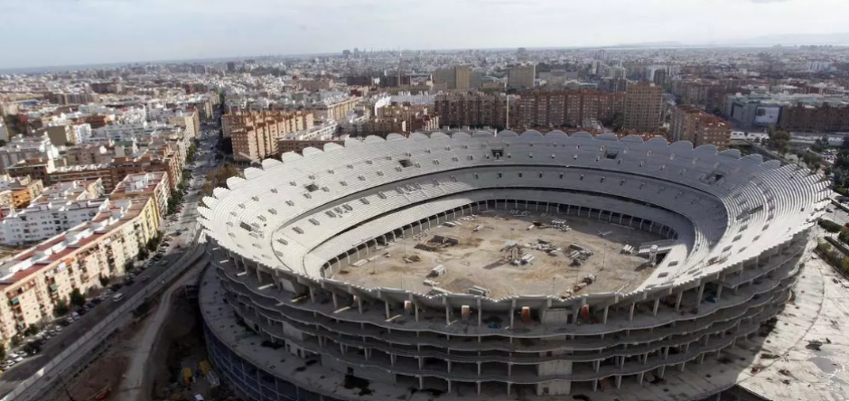 Vista aérea del nuevo Mestalla, en Valencia