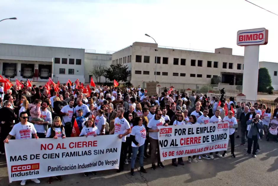 Manifestación del sábado en la fábrica de Bimbo en Vergel (Alicante)