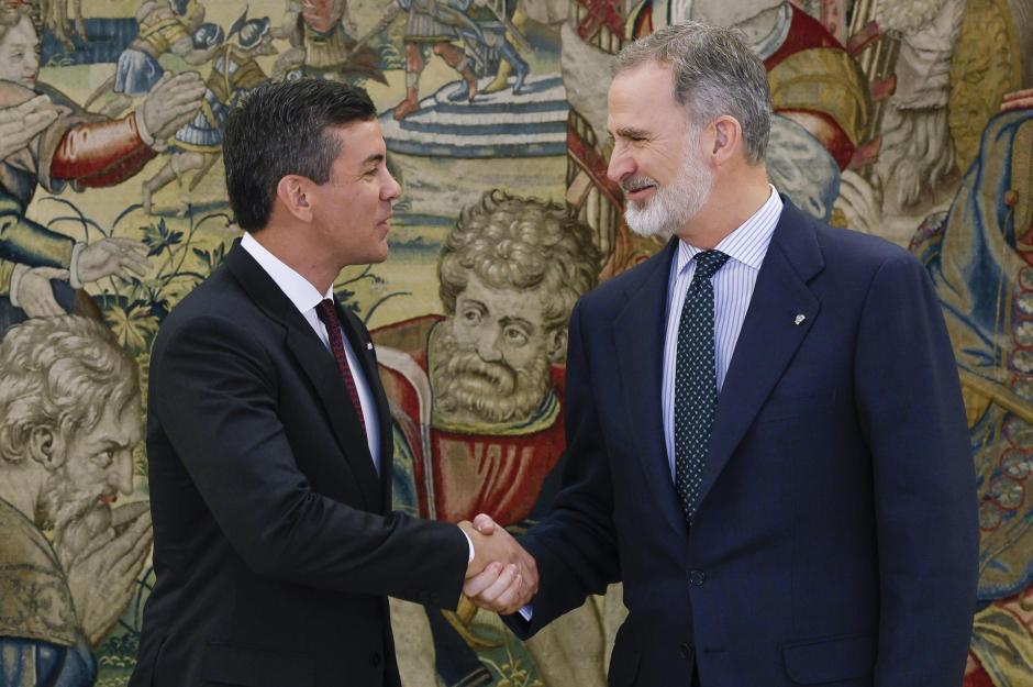 El Rey recibe al presidente de Paraguay, Santiago Peña Palacios, este miércoles en el Palacio de la Zarzuela