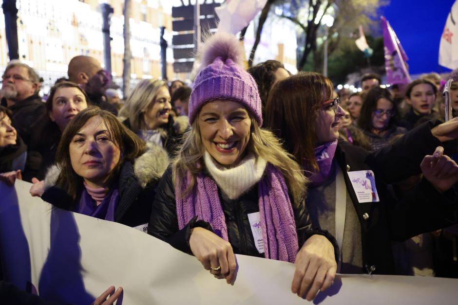 La vicepresidenta Yolanda Díaz en la manifestación del 8-M