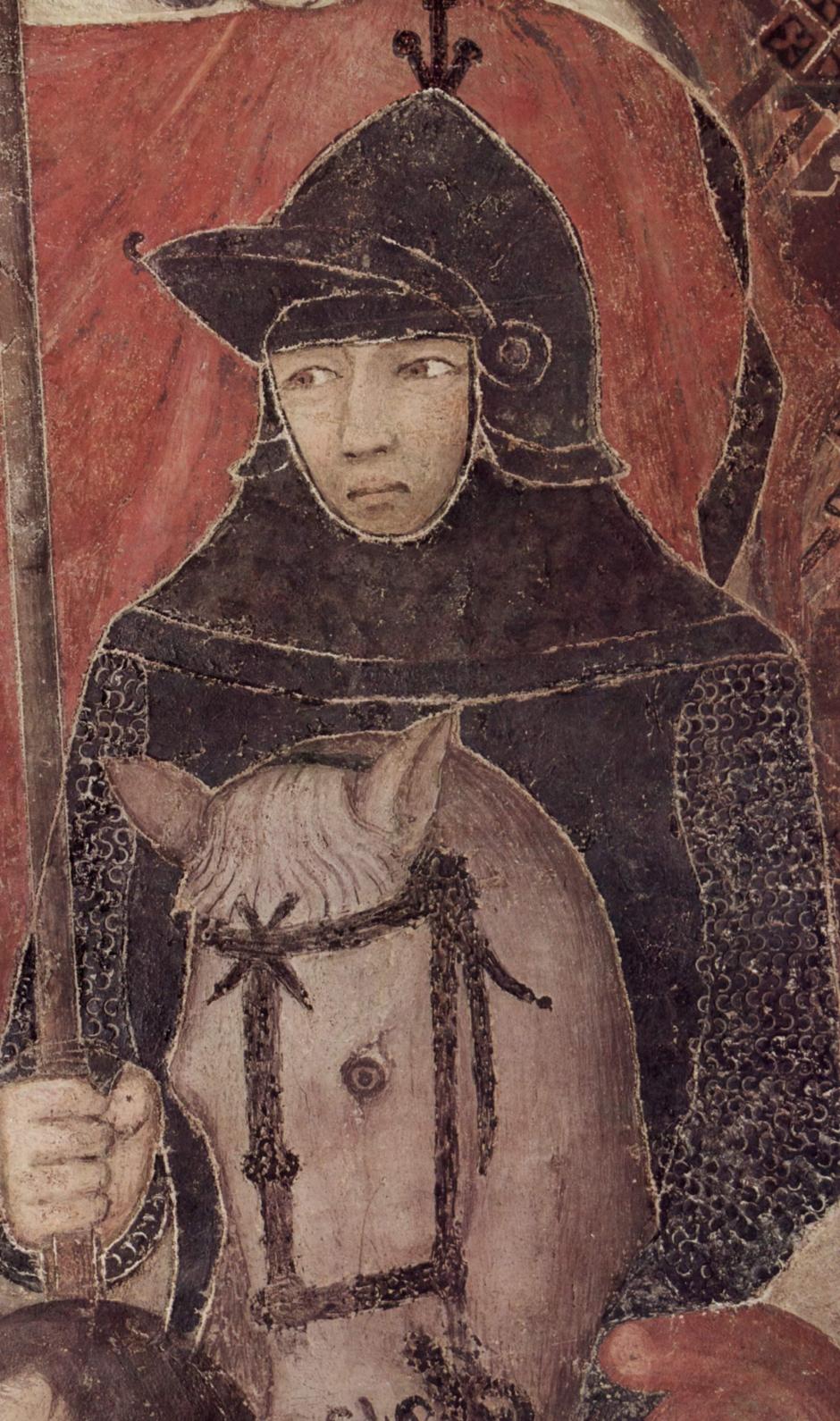 El santo como soldado, pintura de Ambrogio Lorenzetti, siglo xiv