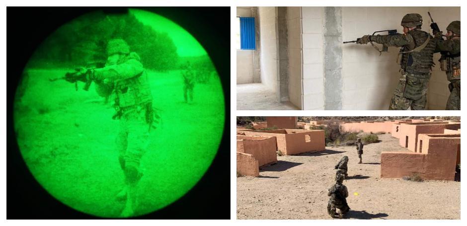 Varios momentos del adiestramiento de legionarios en combate urbano