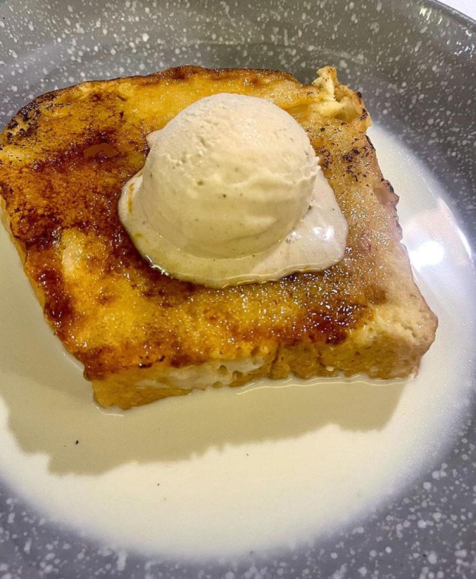 Torrija, chocolate, helado, La Taberna de Elia y Luz de Lumbre