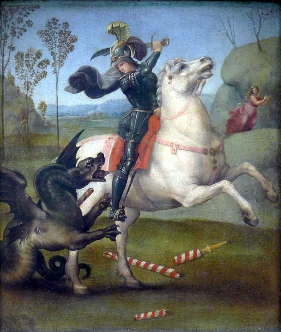 San Jorge y el dragón (1504) de Rafael