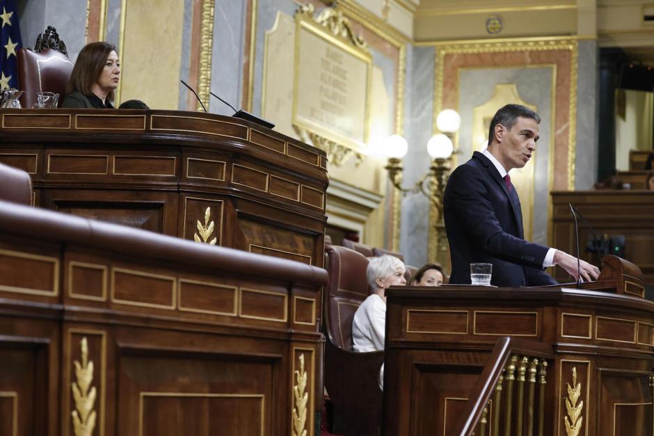 El presidente del Gobierno, Pedro Sánchez, interviene este miércoles en el Congreso