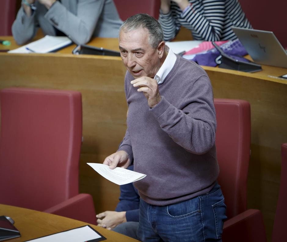 El portavoz de Compromís en las Cortes Valencianas, Joan Baldoví, en la Cámara autonómica