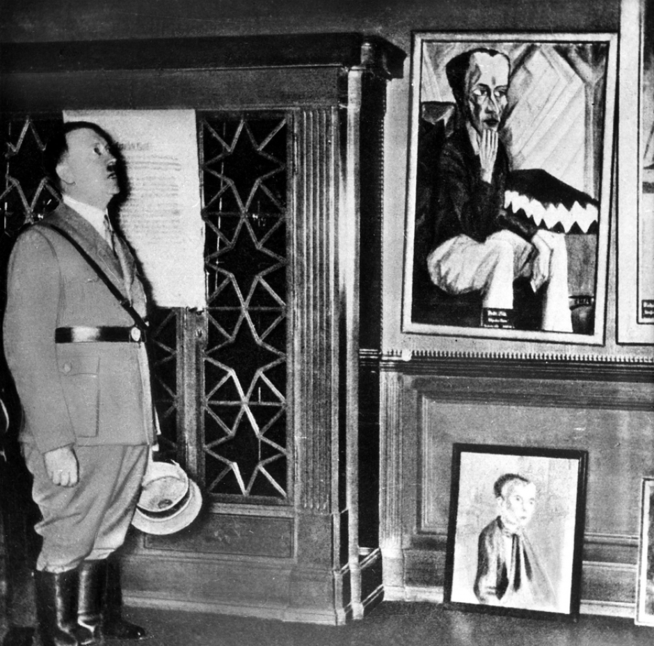 Bajo el calificativo de "degenerado", Hitler difamó el cubismo, el expresionismo, el dadaísmo, la nueva objetividad... todo aquello que según el führer no podía entenderse por sí solo y que contravenía los principios del nacionalsocialismo