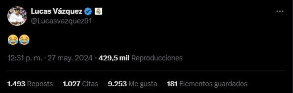 Lucas Vázquez ha publicado un tweet riéndose de la lista y luego lo ha borrado