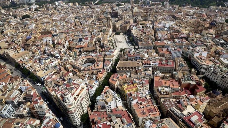 Vista aérea de la Ciutat Vella de Valencia