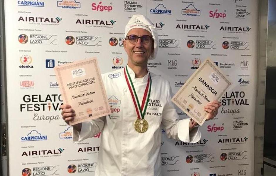 Maurizio Melani tras haber obtenido los premios del Gelato Festival World 2019