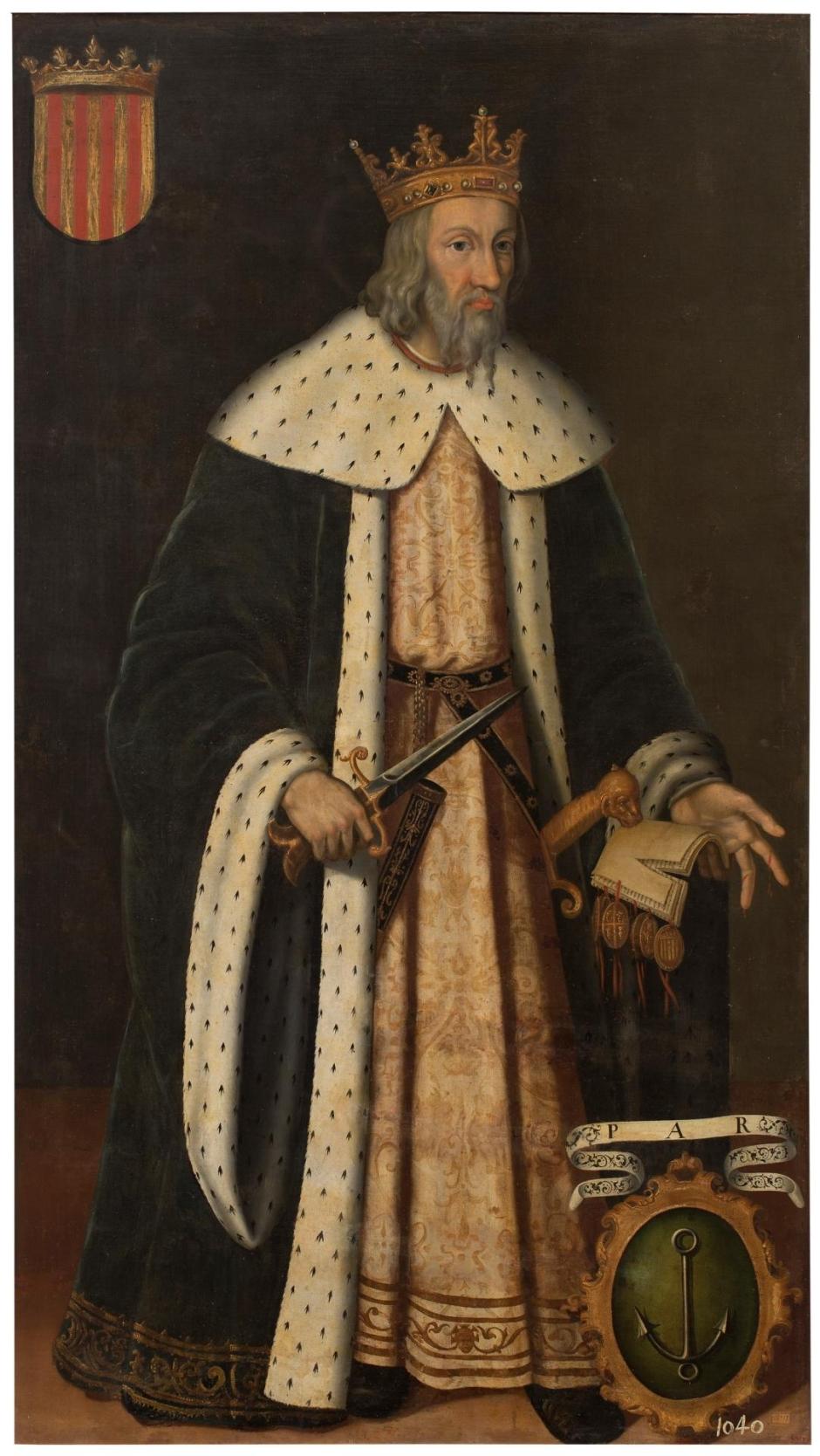 El Rey Pedro IV de Aragón, el Ceremonioso, copia de Felipe Ariosto. Ahora está cedido en depósito al Museo Marítimo de Barcelona
