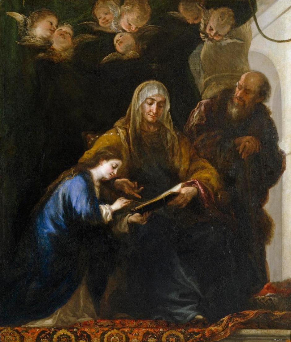 Santa Ana enseñando a leer a la Virgen (1674) de Carreño de Miranda