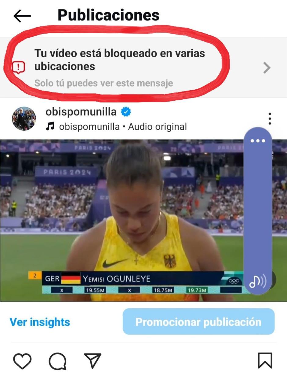 La captura de pantalla que ha difundido monseñor Munilla sobre la censura de su publicación