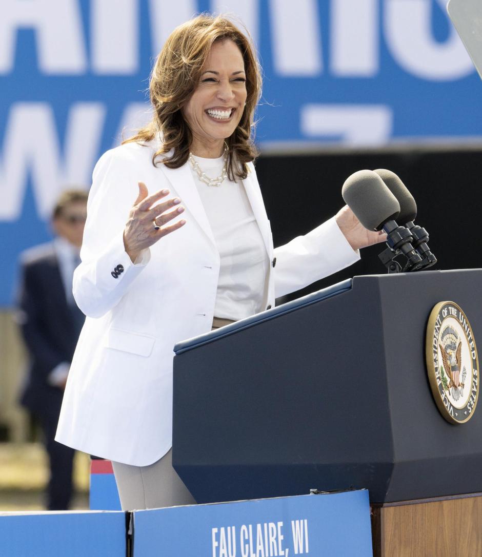 Kamala Harris durante un mitin