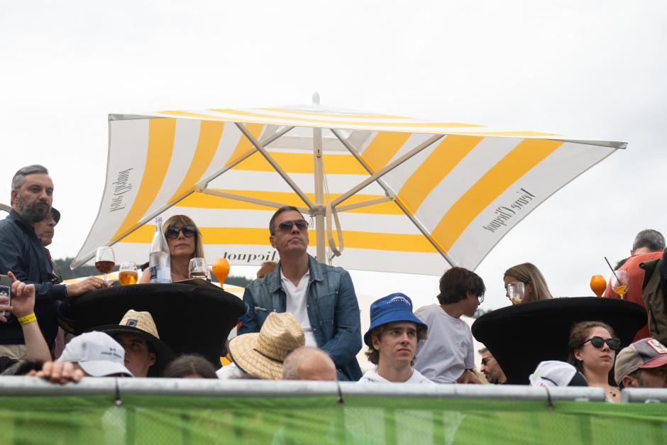 Spanish President Pedro Sánchez and his wife Begoña Gómez at the UCI 2024 Mountain Bike World Cup Pal Arinsal Andorra. 31 August 2024