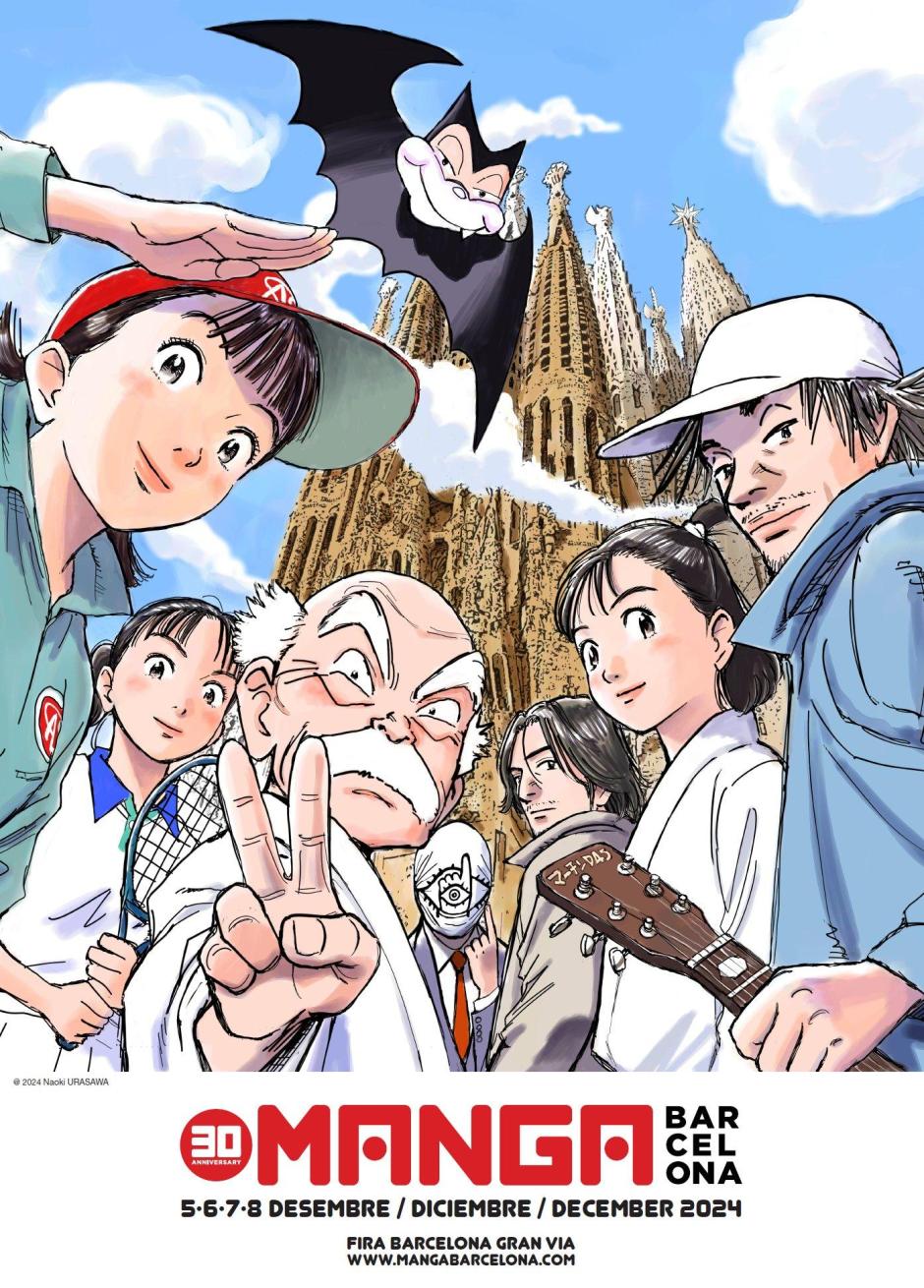 Detalle del cartel del 30º Manga Barcelona, ilustrado por Naoki Urasawa