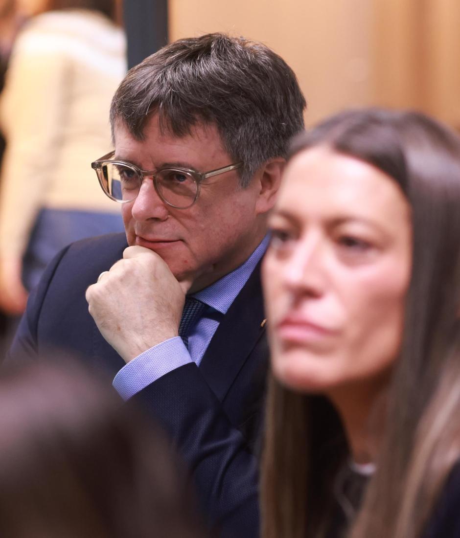 Carles Puigdemont y su portavoz en el Congreso, Míriam Nogueras