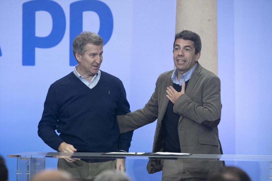 Alberto Núñez Feijóo y Carlos Mazón, en la cumbre del PP celebrada en Asturias