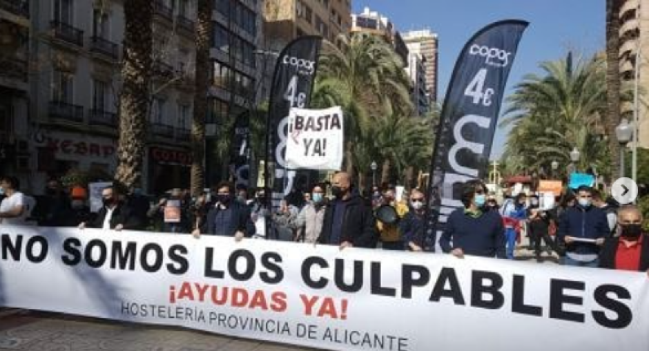 Manifestación de los hosteleros en Alicante