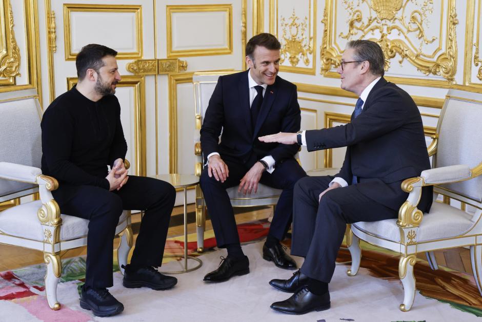 El presidente ucraniano, el jueves en París junto a Macron y Starmer