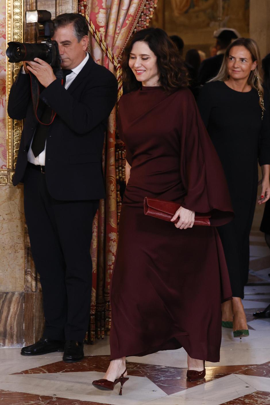 Isabel Diaz AYuso during a lunch ceremony for Miguel de Cervantes awards in Madrid on Tuesday, 22 April 2025.